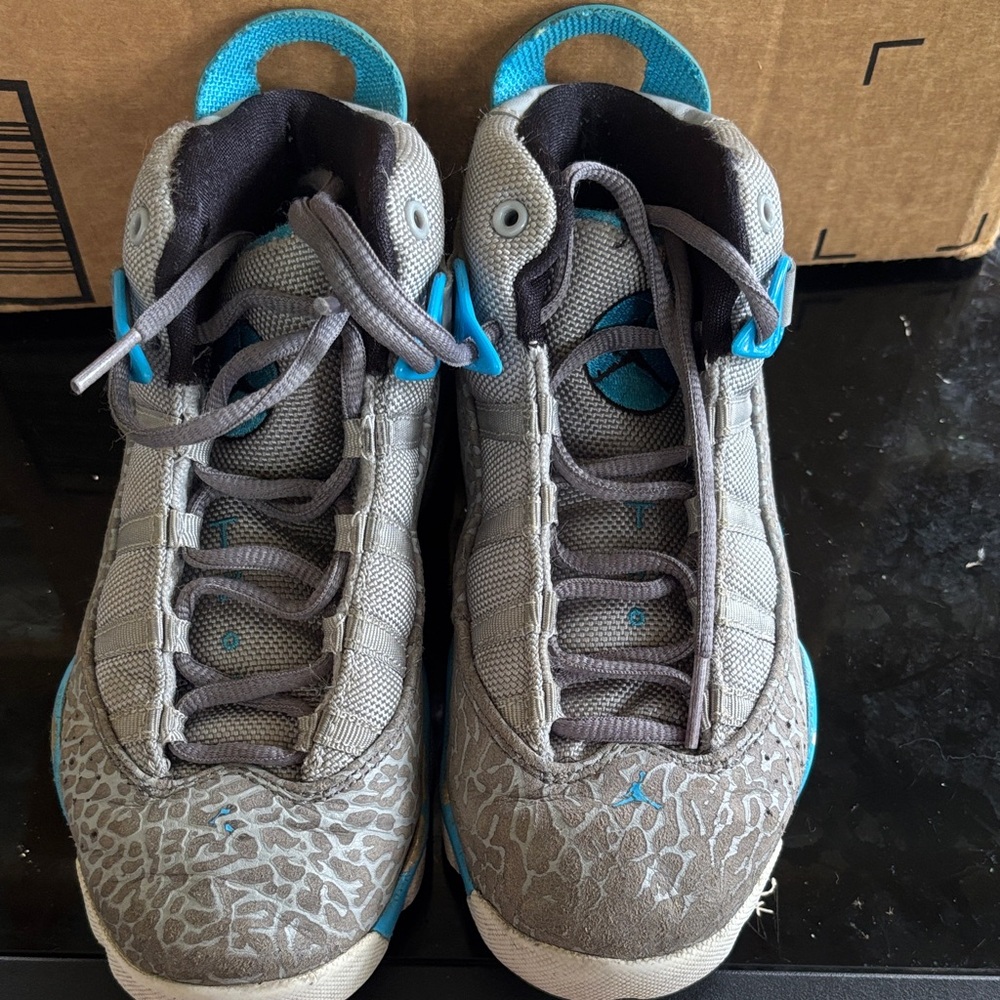Jordan Kids Sneakers Gray with Blue Highlights